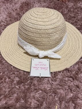 Little Lass Straw Sun Hat with White Eyelet Bow girls